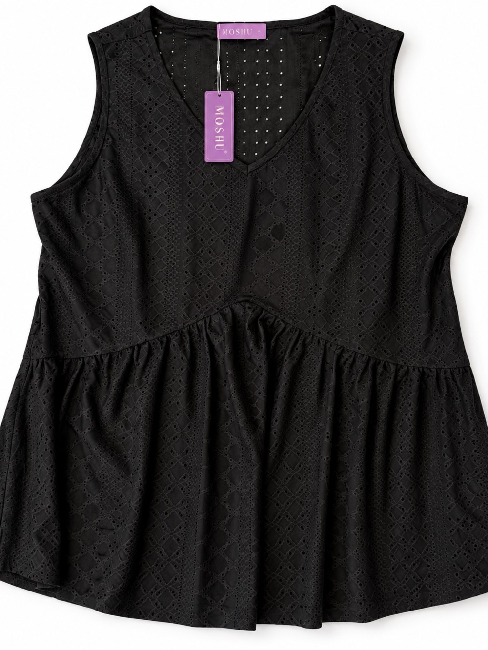 Women’s Black Eyelet Peplum Dress